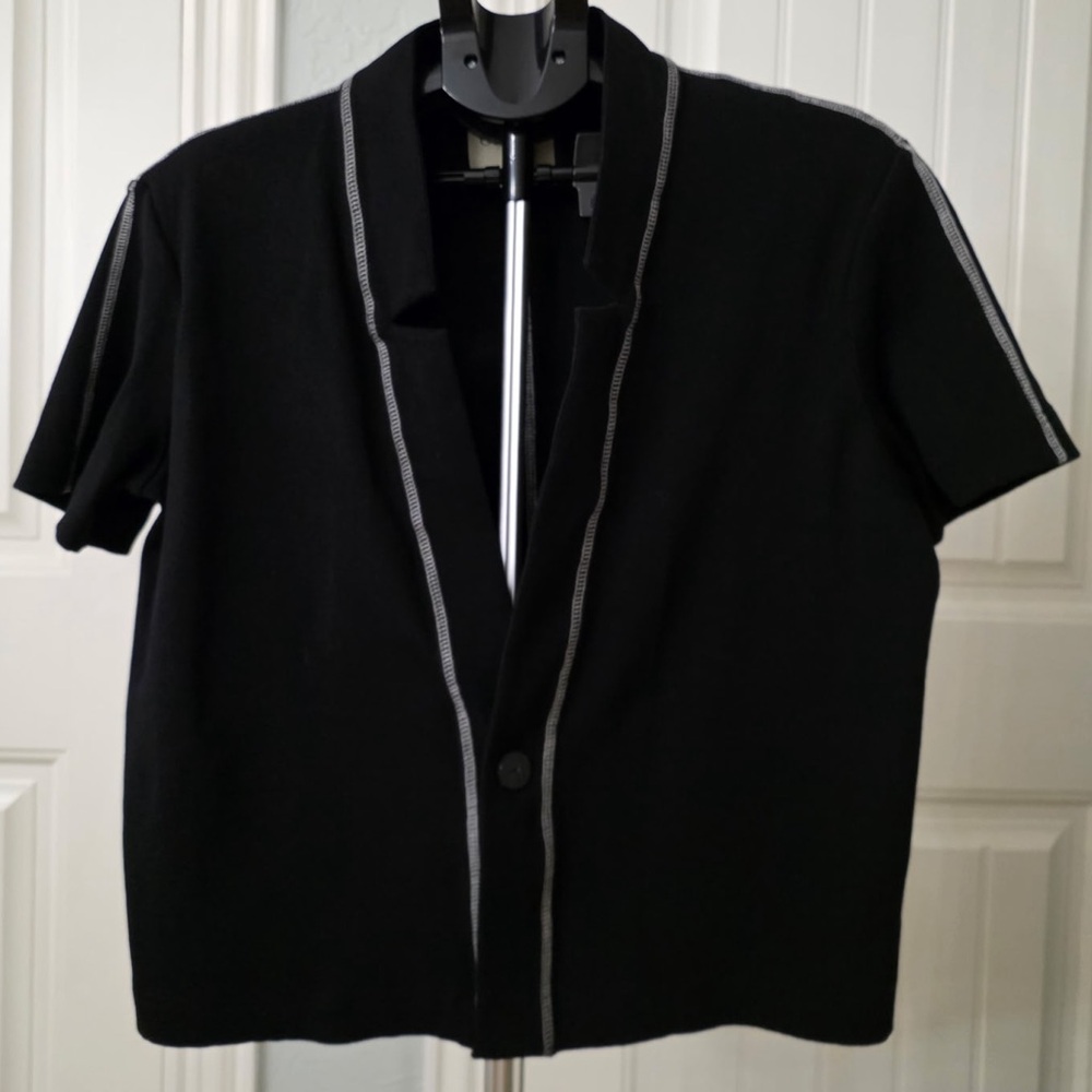 ORTTU Black Cardigan with White Accents
